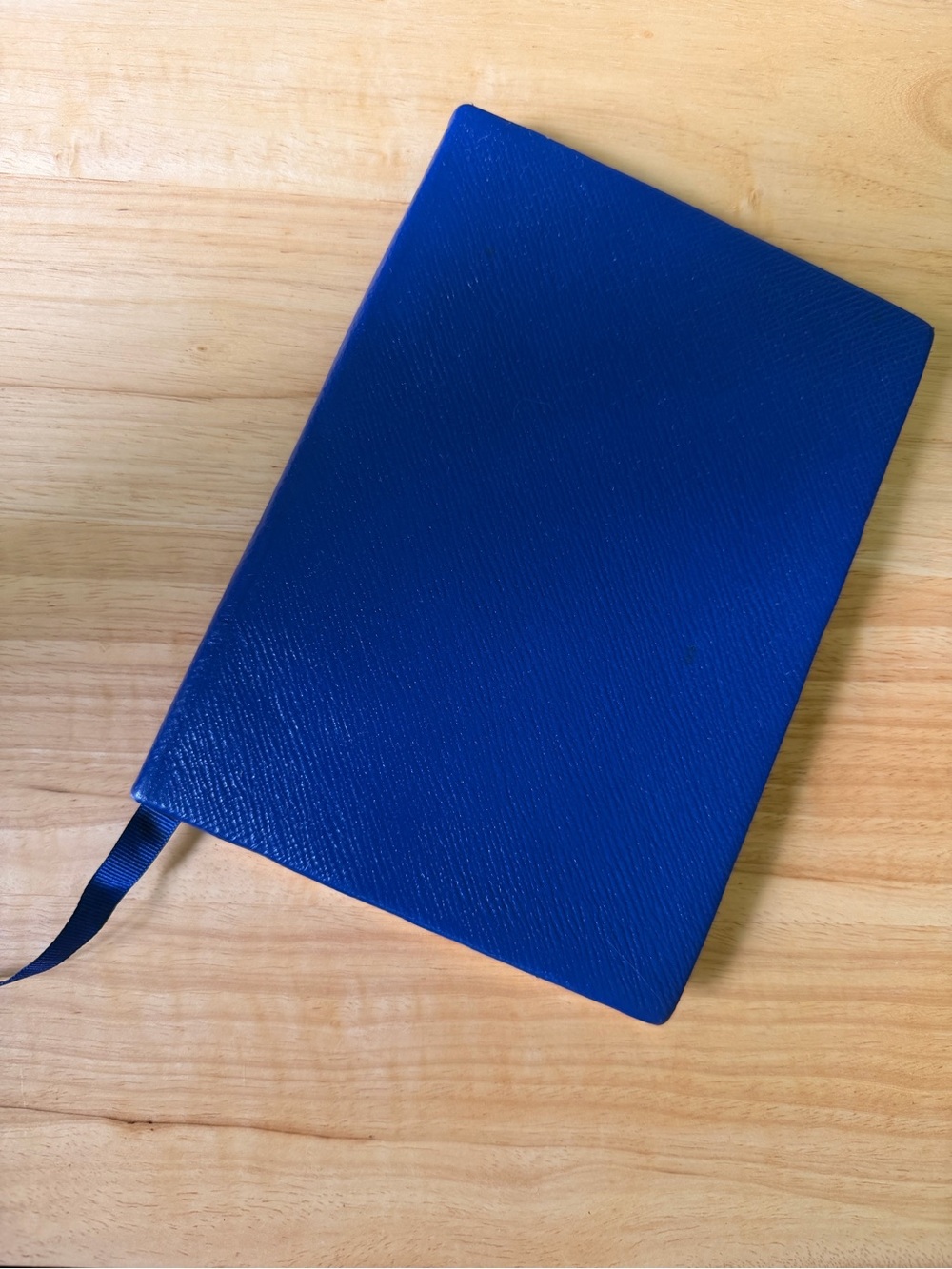 Smythson of Bond Street SoHo Notebook with Ribbon Bookmark - Blue lightly used